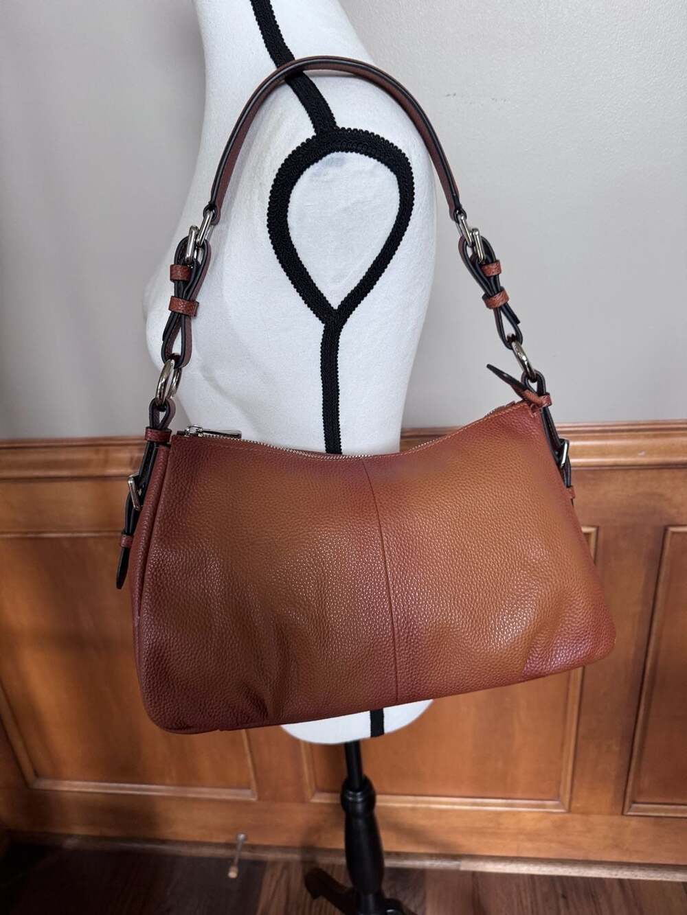 S-Zone Brown Leather Hobo Shoulder Bag